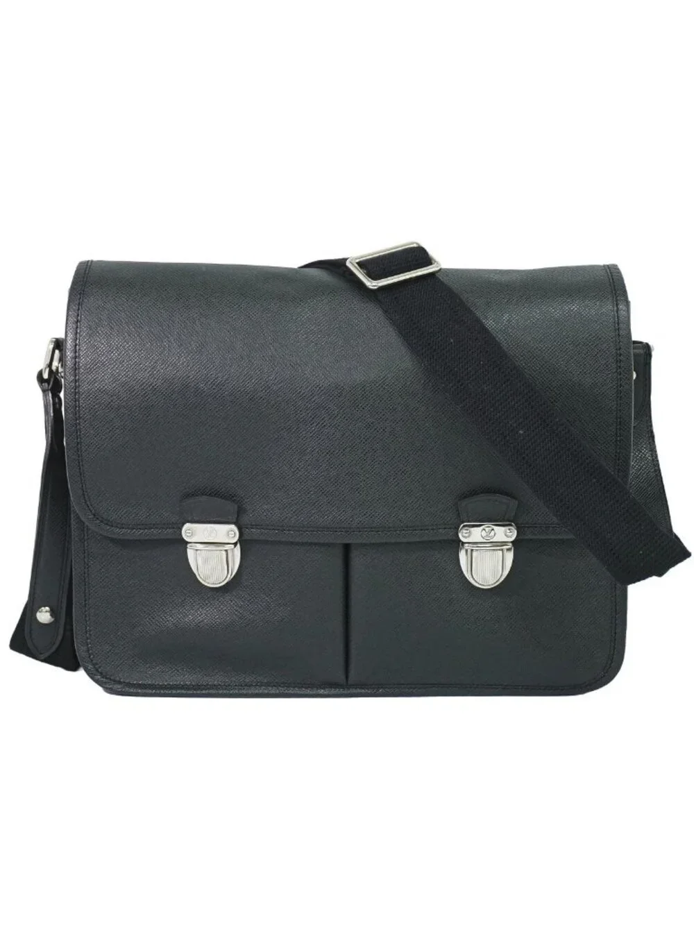 Louis Vuitton LV Arecreasing Lee Taiga Leather Shoulder Bag Ardoise Black